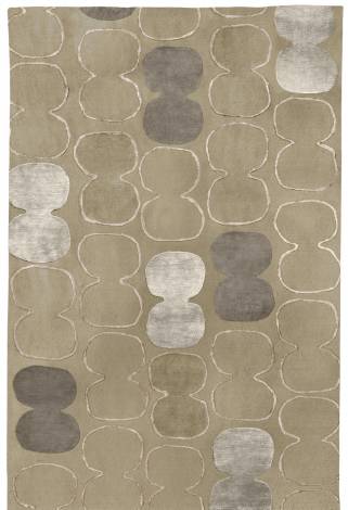 Judy Ross Hand-Knotted Custom Wool Tabla Outlined Rug oyster/oyster silk/pewter silk
